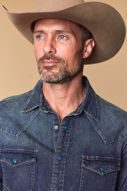 Men's Premium Long Sleeve Denim Western Snap Shirt
