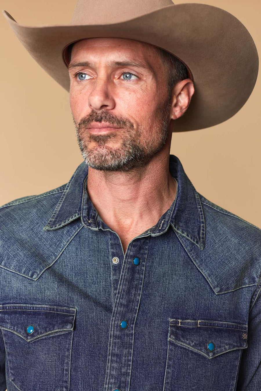 Men's Premium Long Sleeve Denim Western Snap Shirt