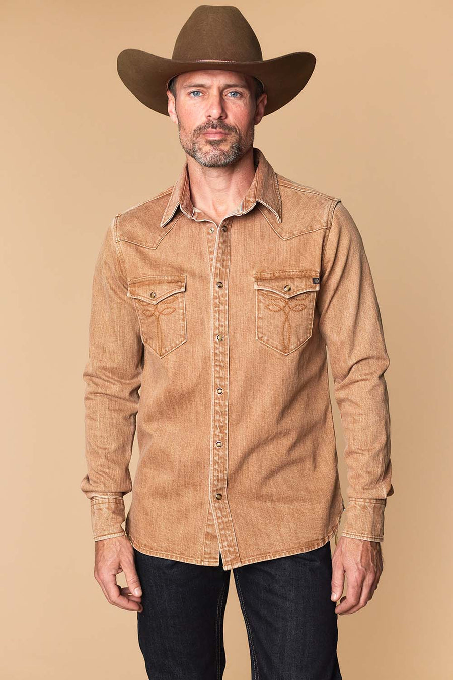 Men's Premium Long Sleeve Denim Western Snap Shirt