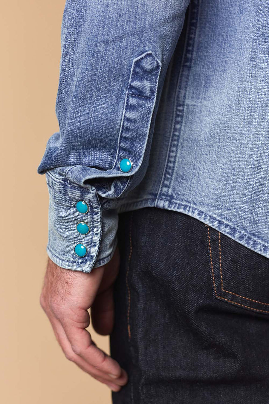 Men's Premium Long Sleeve Denim Western Snap Shirt