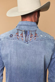 Men's Premium Long Sleeve Denim Western Snap Shirt