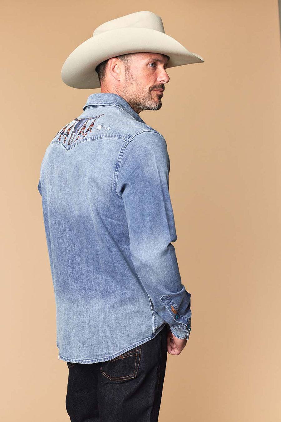 Men's Premium Long Sleeve Denim Western Snap Shirt