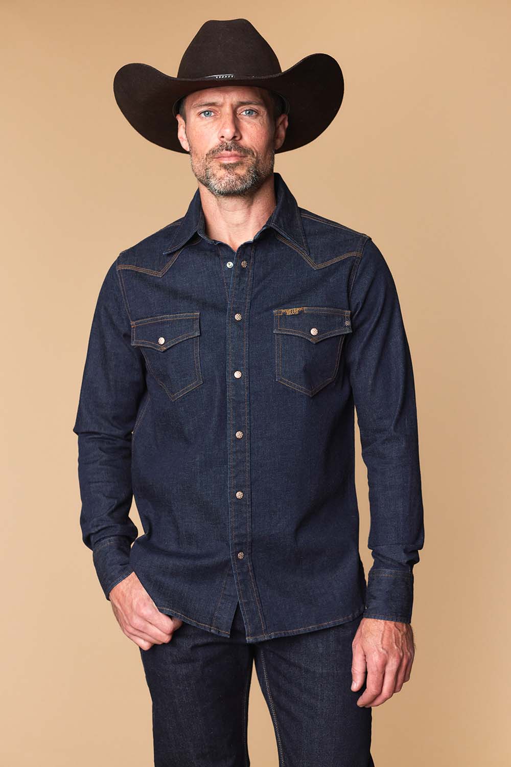 Men's Premium Long Sleeve Denim Western Snap Shirt