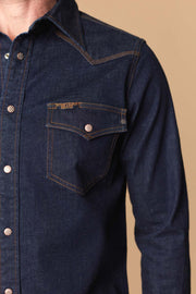 Men's Premium Long Sleeve Denim Western Snap Shirt