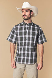 Men's Plaid Western Performance Short Sleeve Shirt