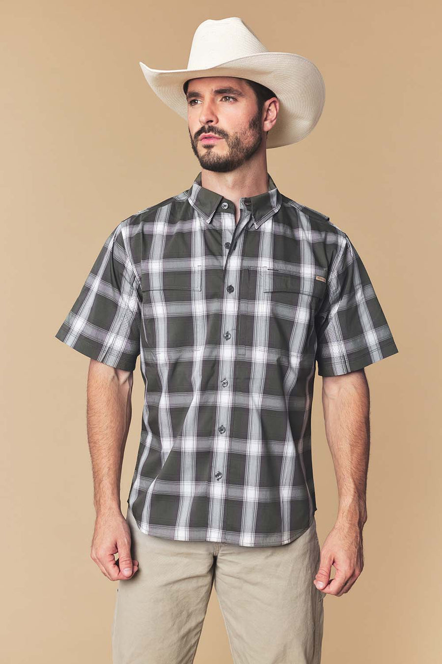 Men's Plaid Western Performance Short Sleeve Shirt