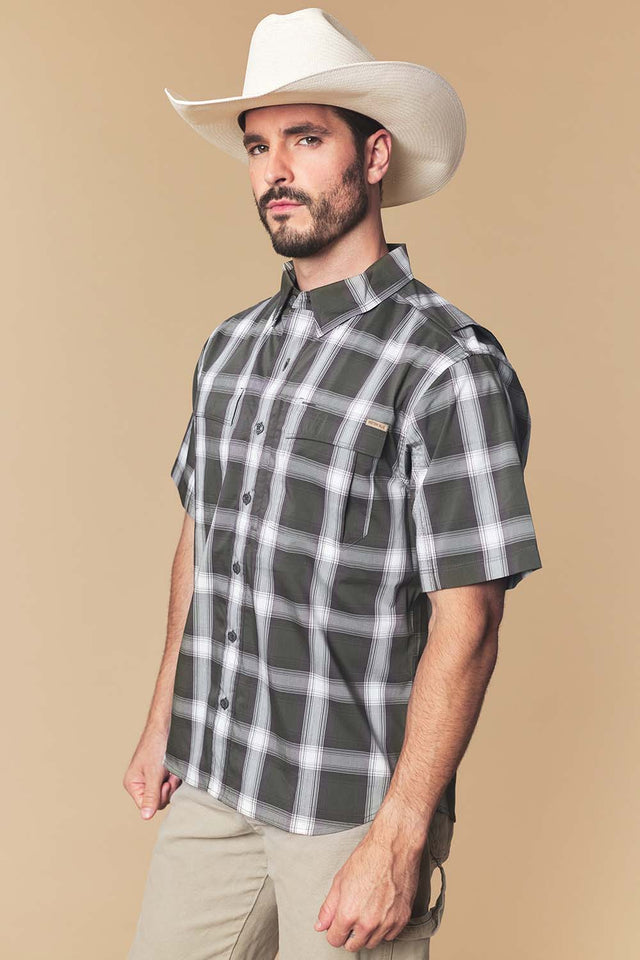 Men's Plaid Western Performance Short Sleeve Shirt