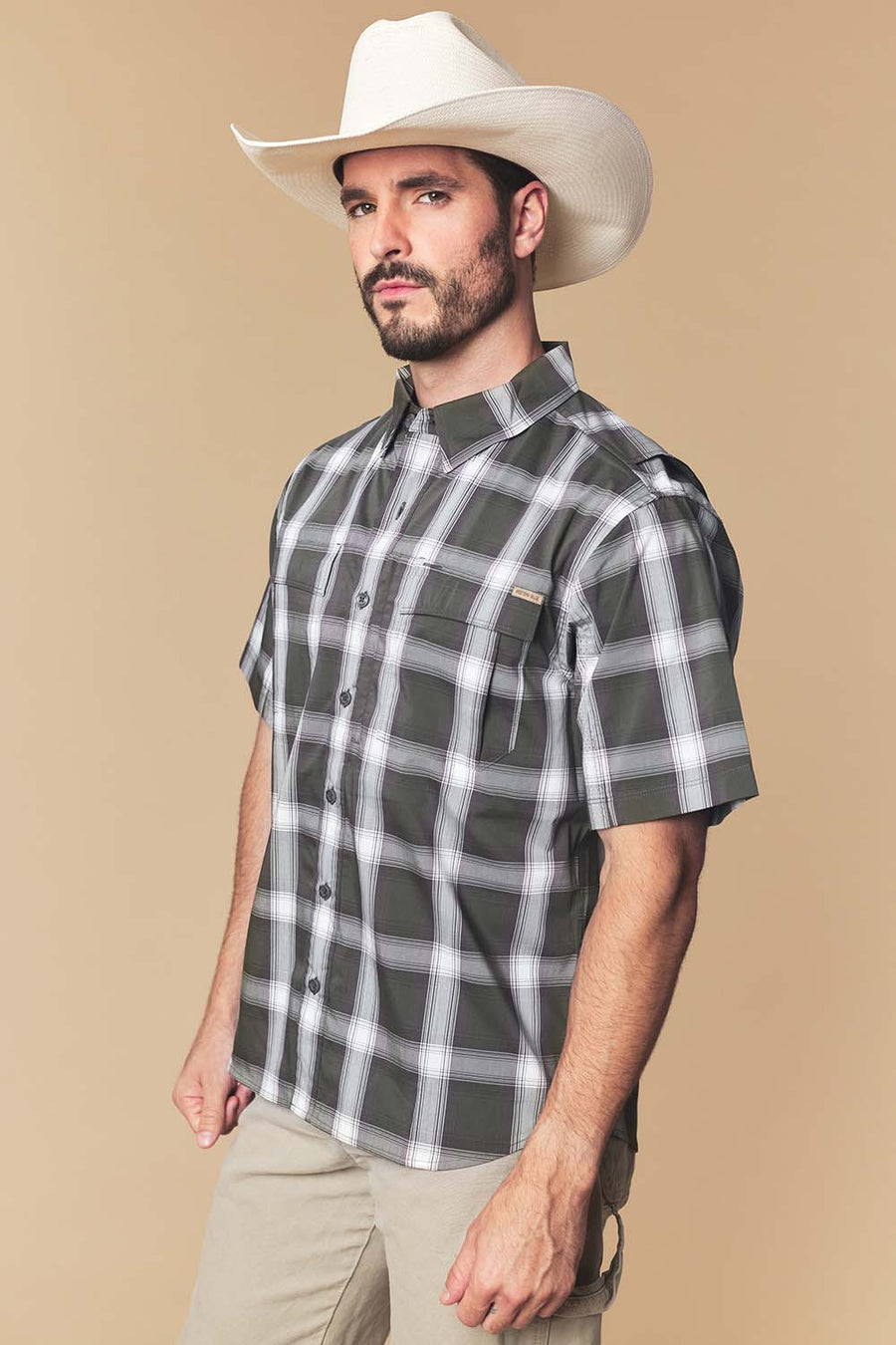Men's Plaid Western Performance Short Sleeve Shirt