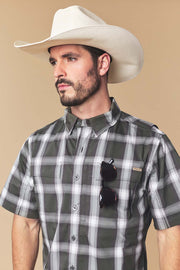 Men's Plaid Western Performance Short Sleeve Shirt