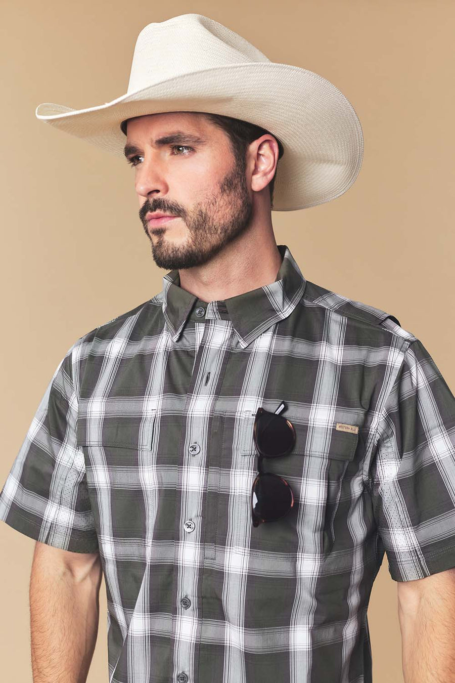 Men's Plaid Western Performance Short Sleeve Shirt