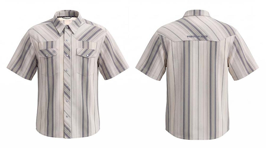 Men's Sand Stripe Western Performance Short Sleeve Shirt