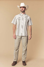 Men's Sand Stripe Western Performance Short Sleeve Shirt