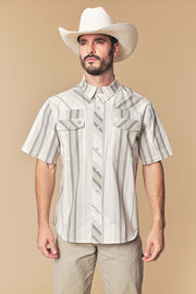 Men's Sand Stripe Western Performance Short Sleeve Shirt
