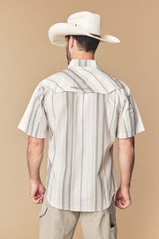 Men's Sand Stripe Western Performance Short Sleeve Shirt