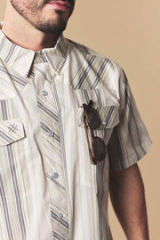 Men's Sand Stripe Western Performance Short Sleeve Shirt