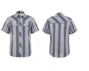 Men's Gray Stripe Western Performance Short Sleeve Shirt