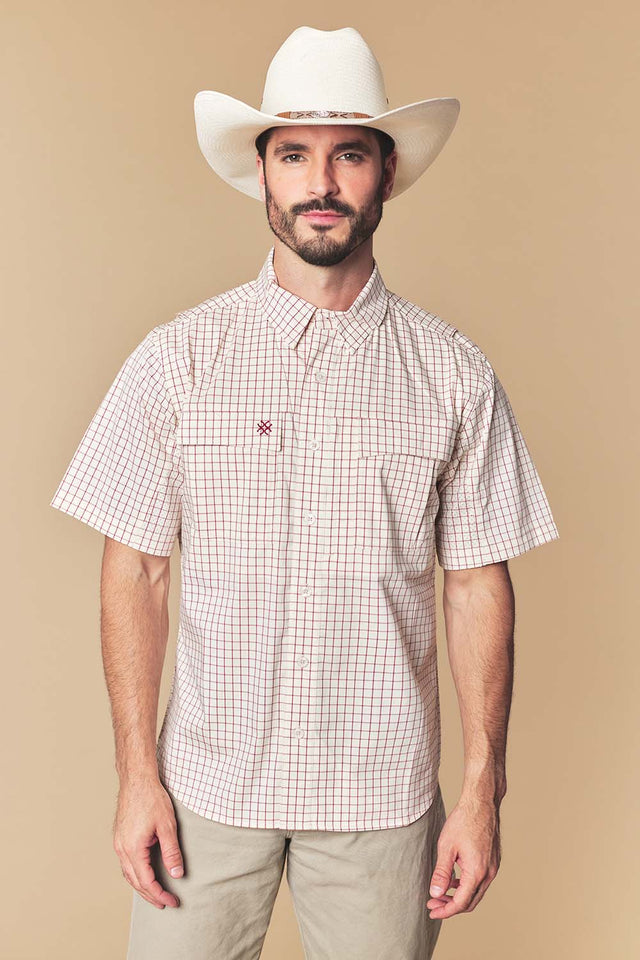 Men's Check Western Performance Short Sleeve Shirt
