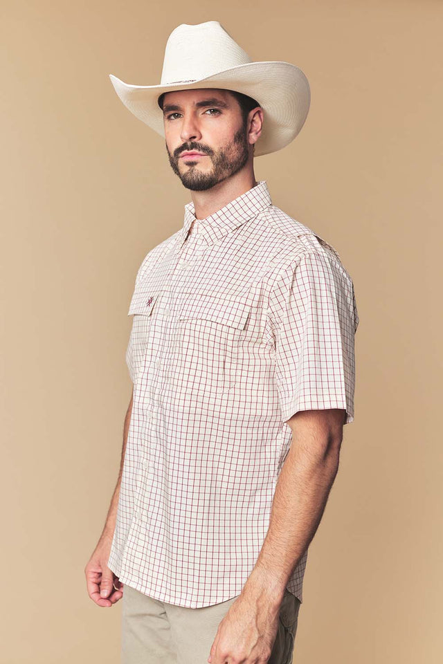 Men's Check Western Performance Short Sleeve Shirt