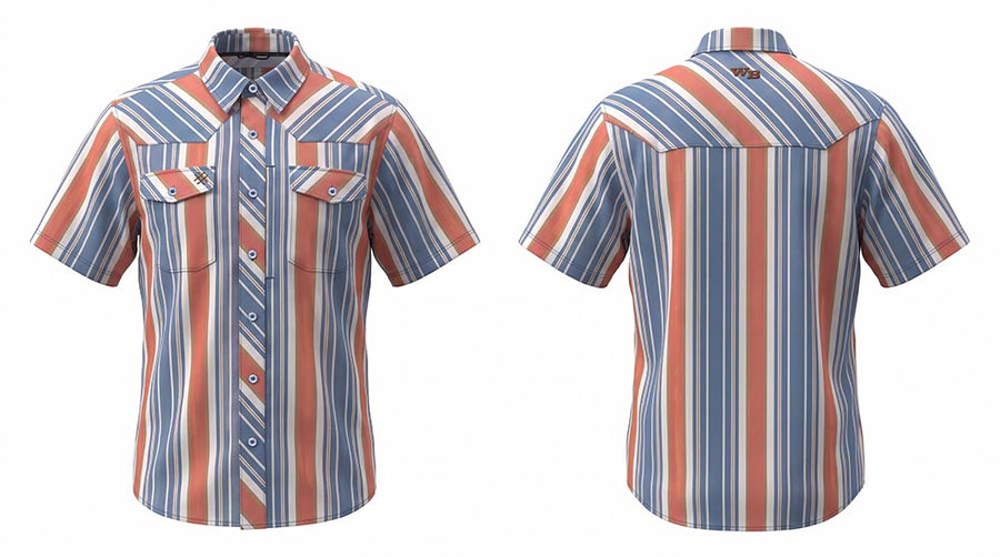 Men's Sunset Stripe Western Performance Short Sleeve Shirt