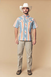 Men's Sunset Stripe Western Performance Short Sleeve Shirt