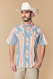 Men's Sunset Stripe Western Performance Short Sleeve Shirt