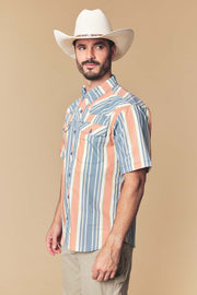 Men's Sunset Stripe Western Performance Short Sleeve Shirt