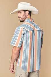 Men's Sunset Stripe Western Performance Short Sleeve Shirt