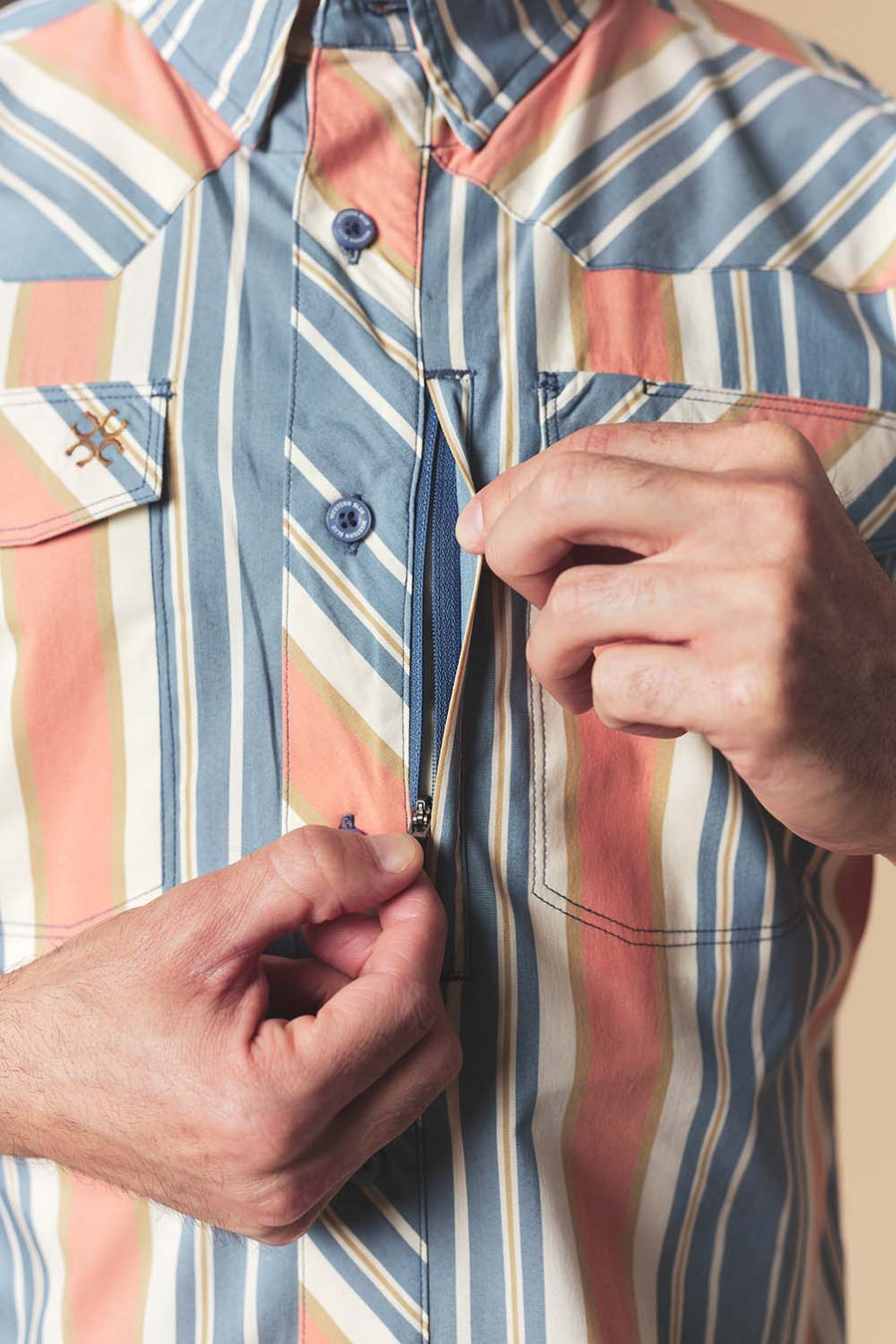 Men's Sunset Stripe Western Performance Short Sleeve Shirt