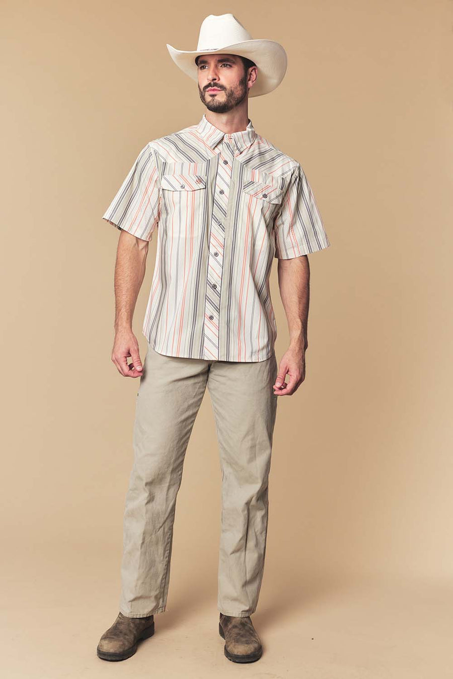 Men's Desert Stripe Western Performance Short Sleeve Shirt