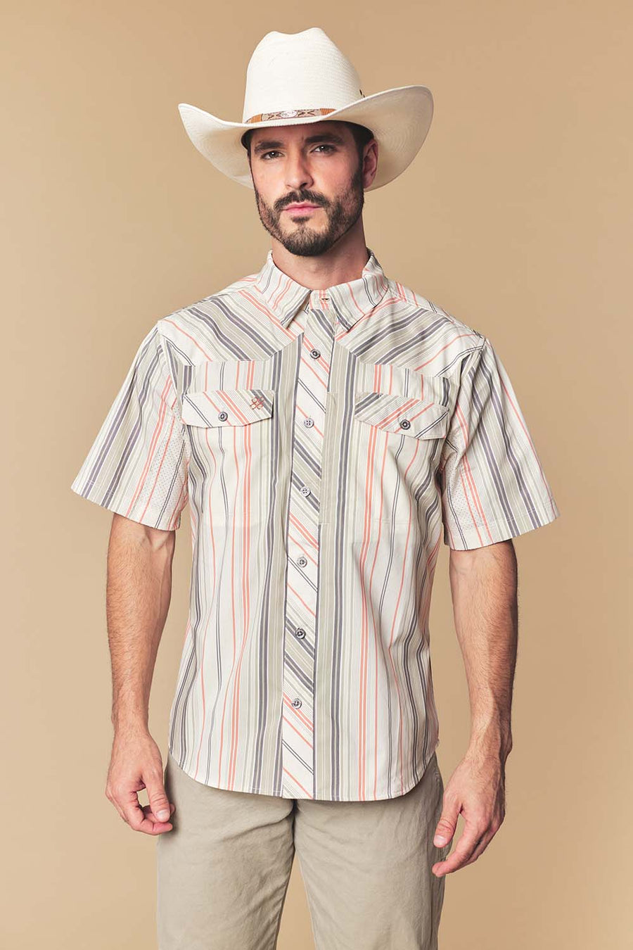 Men's Desert Stripe Western Performance Short Sleeve Shirt
