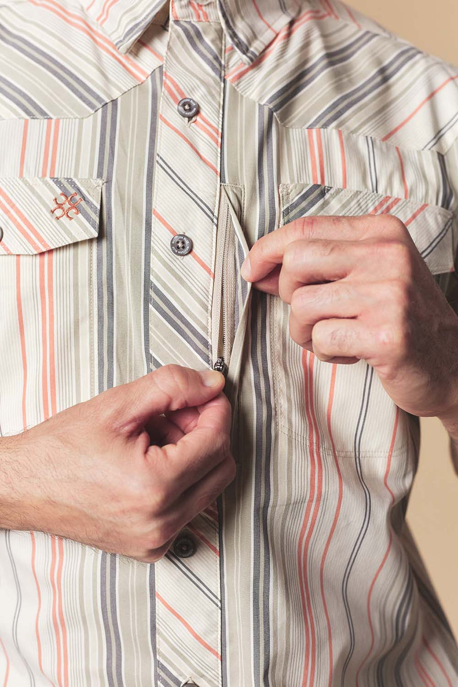 Men's Desert Stripe Western Performance Short Sleeve Shirt