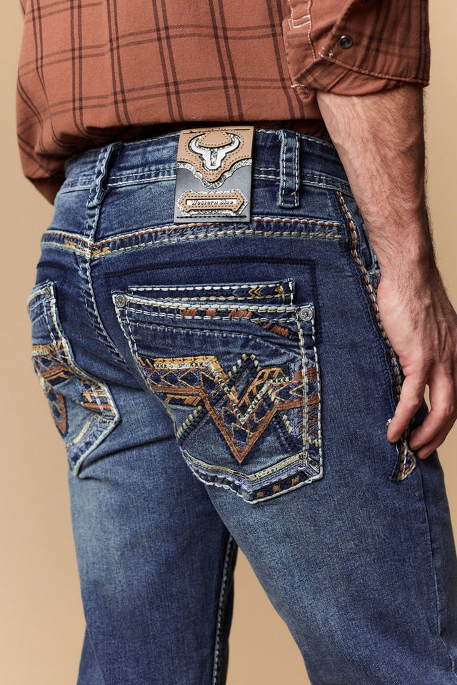 Men's Classic Embroidered Straight Jeans