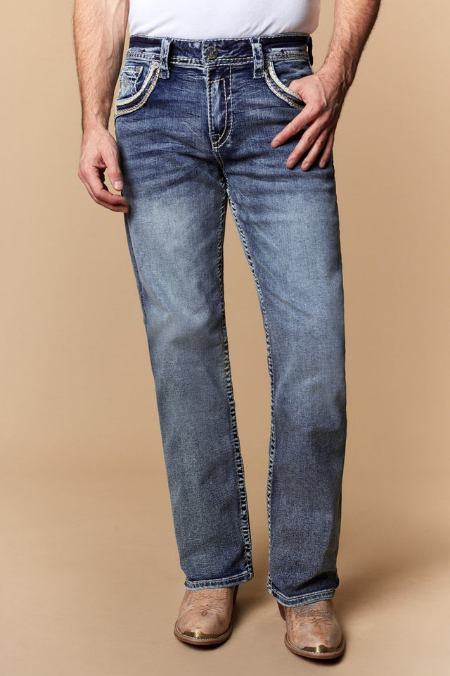 Men's Classic Embroidered Straight Jeans