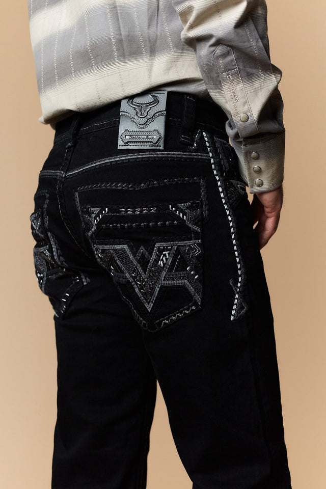 Men's Classic Embroidered Straight Jeans