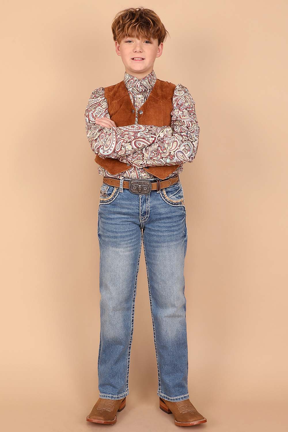 Boy's Classic Embroidery Straight Jeans