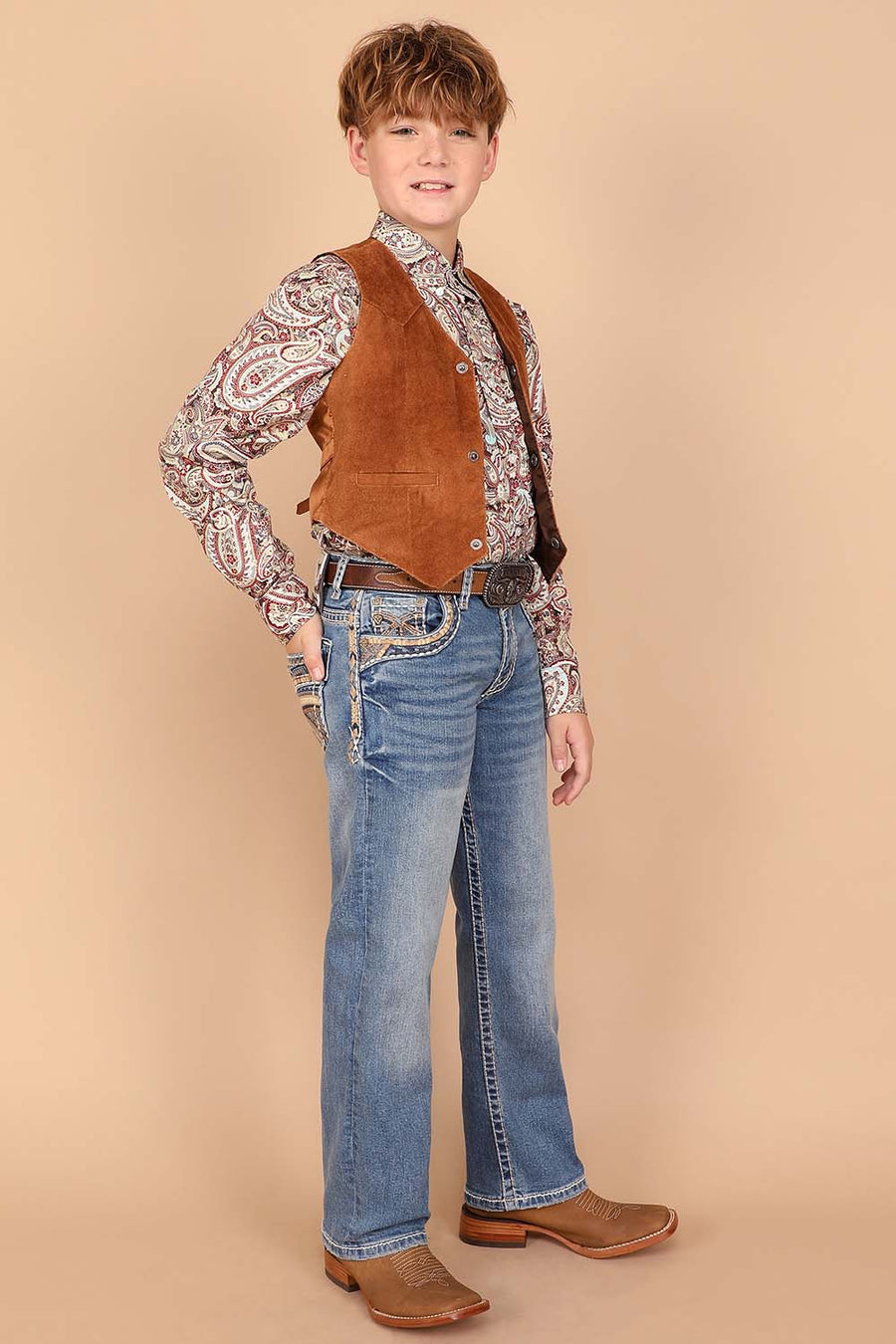 Boy's Classic Embroidery Straight Jeans
