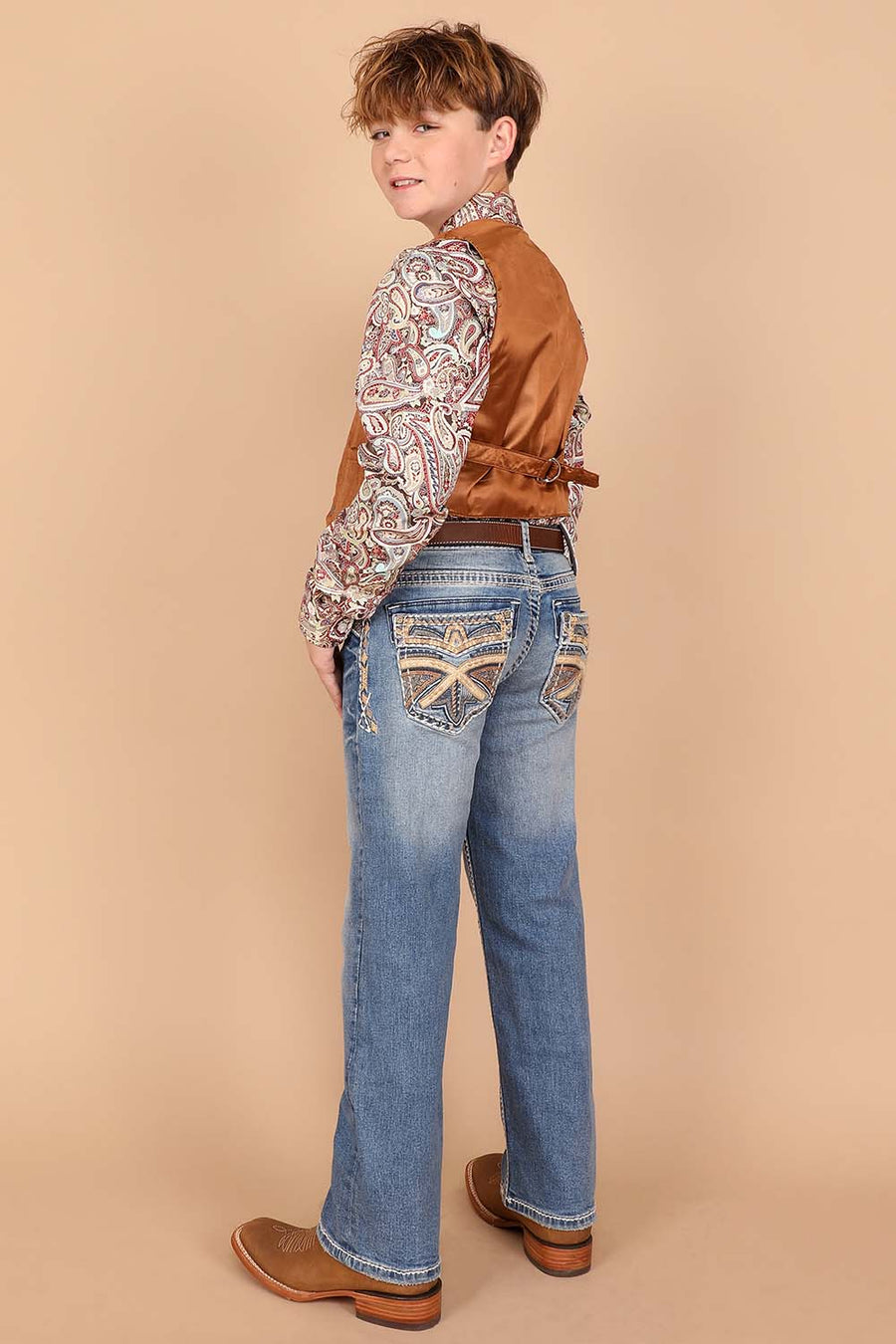 Boy's Classic Embroidery Straight Jeans