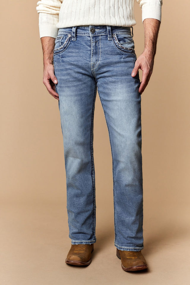 Men's Classic Embroidered Straight Jeans