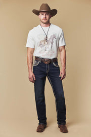 Men's Embroidered Straight Jeans