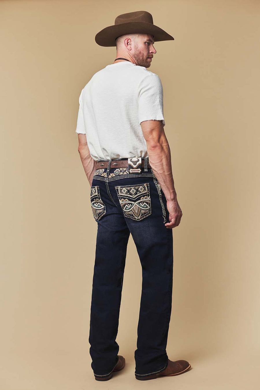 Men's Embroidered Straight Jeans