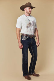 Men's Embroidered Straight Jeans