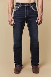 Men's Embroidered Straight Jeans