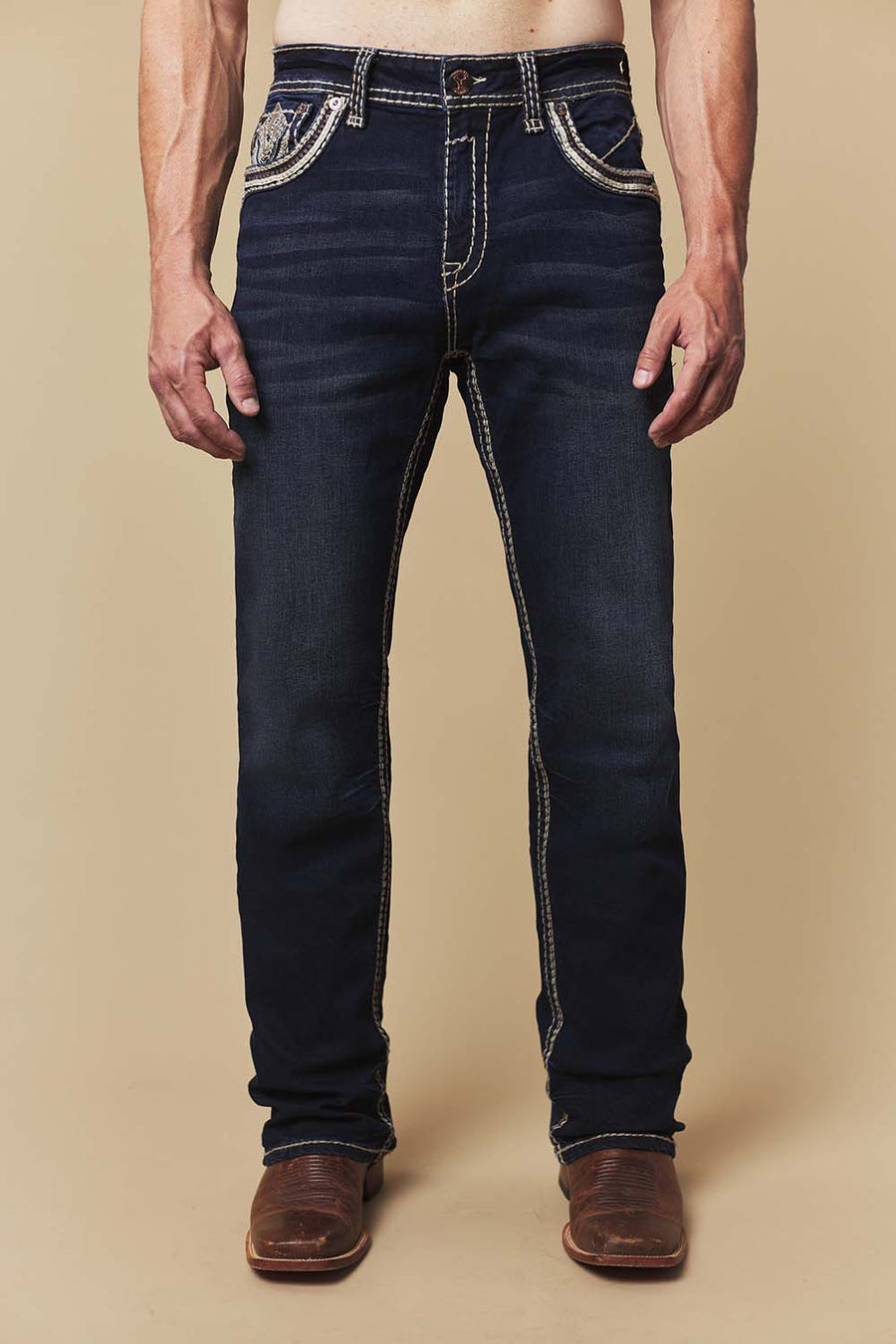 Men's Embroidered Straight Jeans