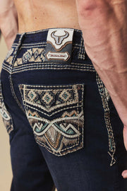 Men's Embroidered Straight Jeans