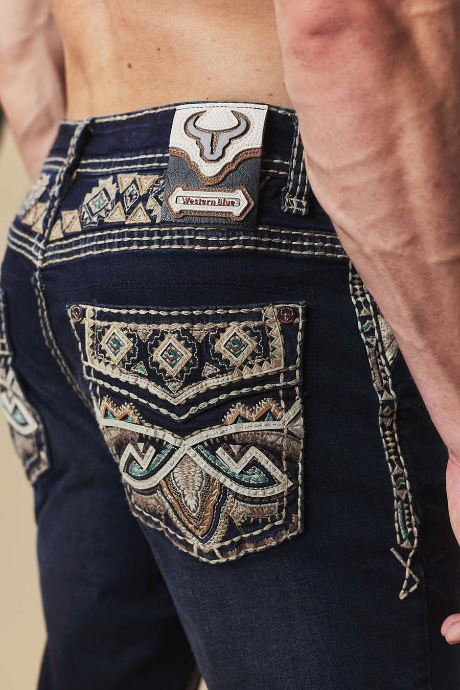 Men's Embroidered Straight Jeans