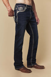 Men's Embroidered Straight Jeans