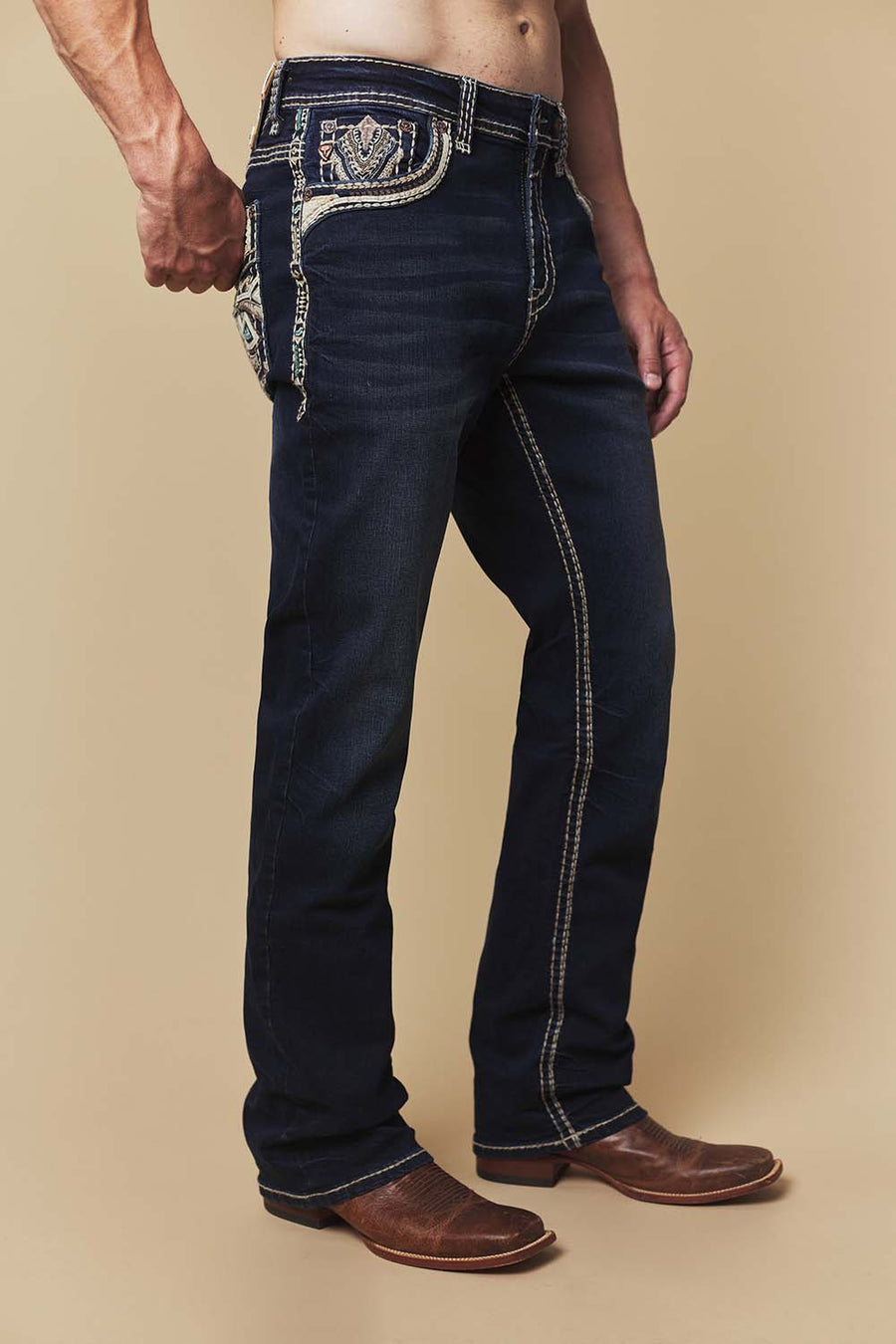 Men's Embroidered Straight Jeans