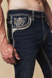 Men's Embroidered Straight Jeans