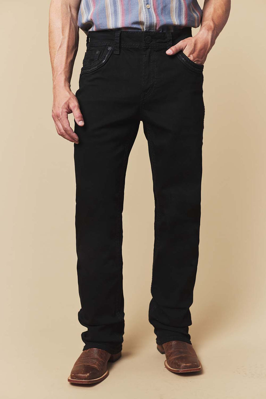Men's Embroidered Straight Jeans