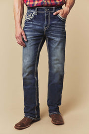 Men's Embroidered Straight Jeans